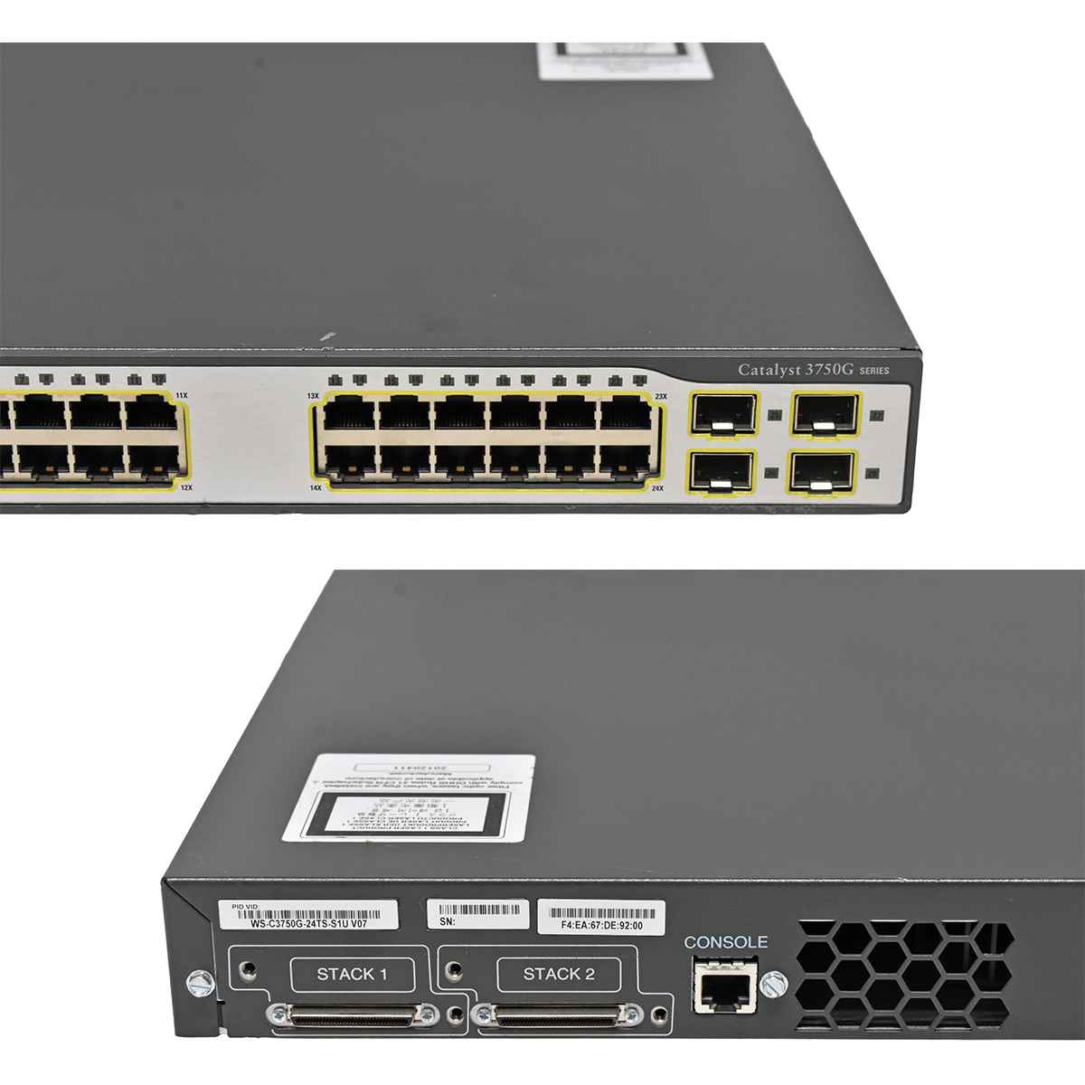 Cisco WS-C3750G-24TS-S1U 24-Port RJ-45 Stackable GE Switch 4 x SFP
