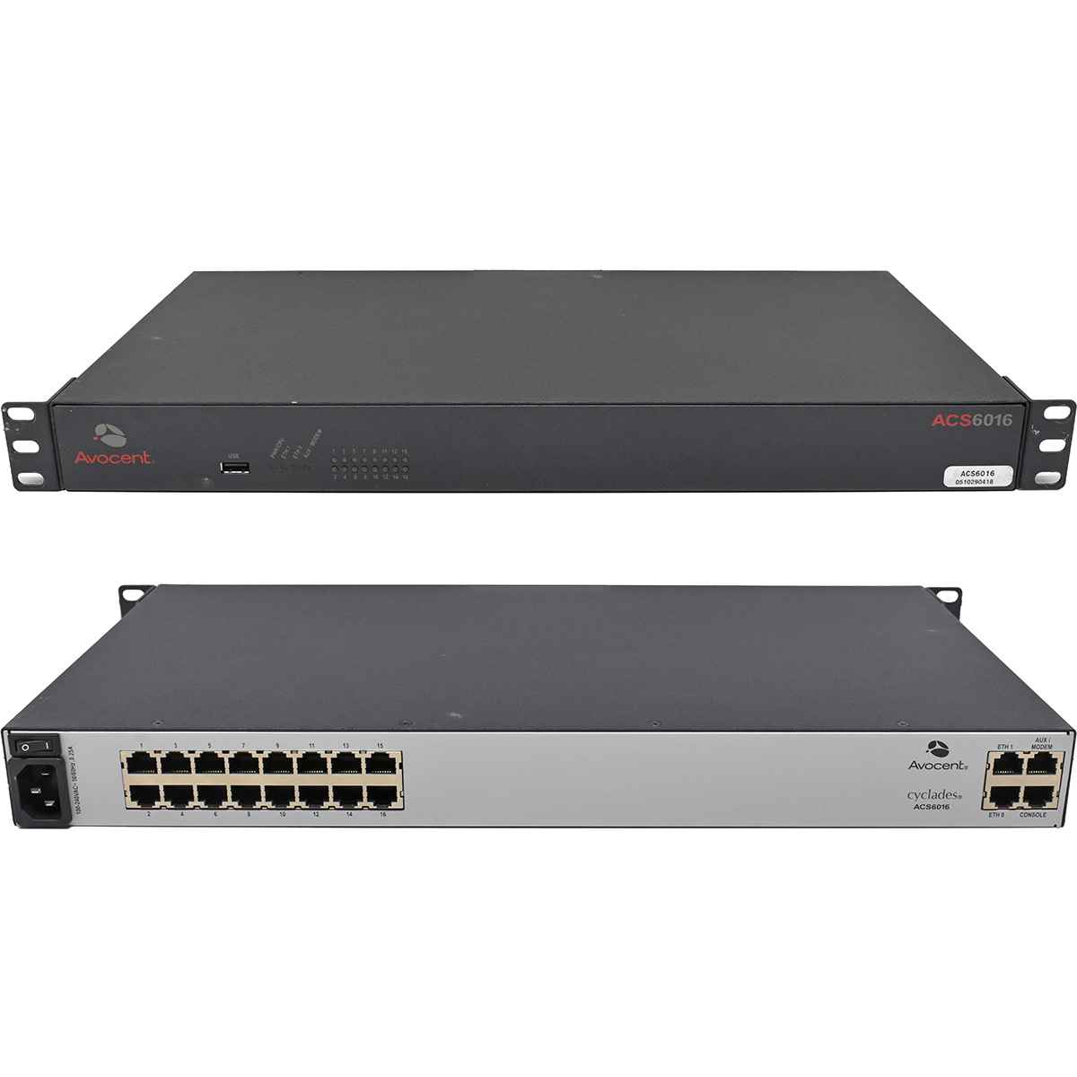 Avocent Cyclades ACS6016 16-Port Advanced Console Server 520-689-501 1x PSU +Rack Ears