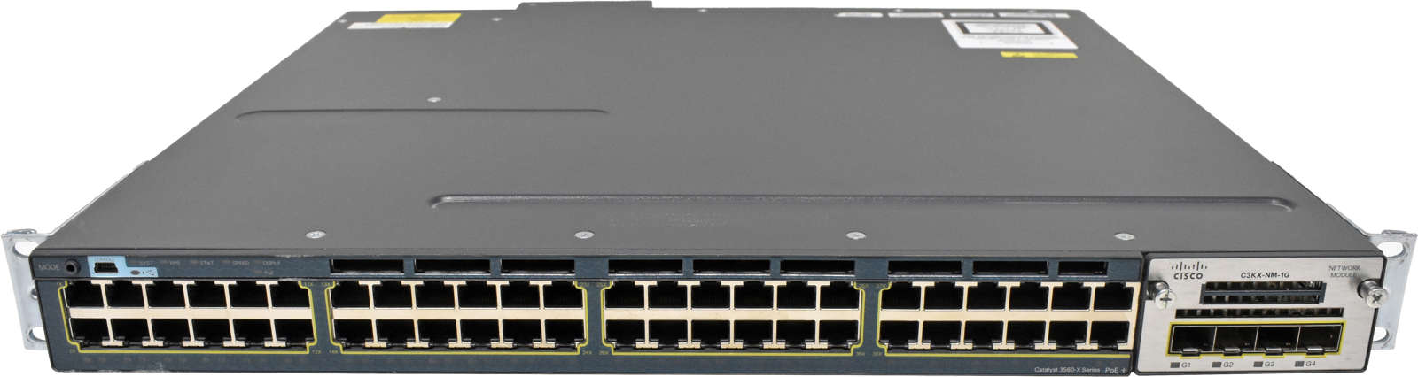 Cisco Catalyst WS-C3560X-48PF-S 48-Port RJ-45 PoE+ GE Switch +C3KX-NM-1G 1x PSU