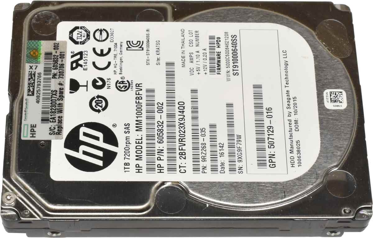 HP 1TB 2.5" 7.2K 6G SAS HDD HotSwap Festplatte MM1000FBFVR 605832-002
