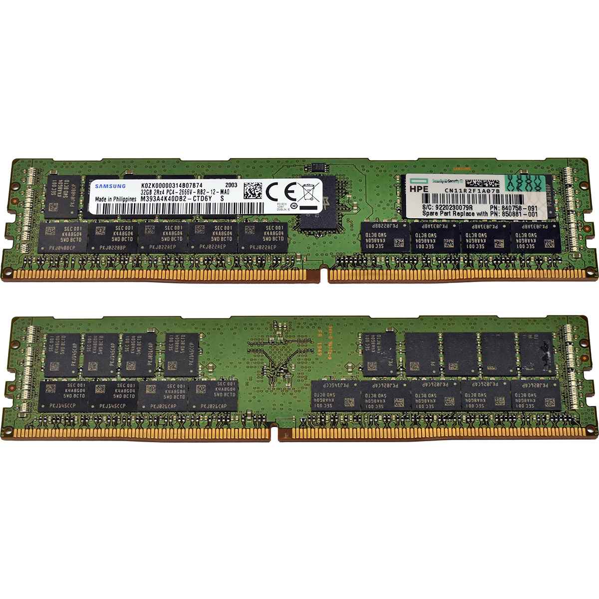 HP Samsung 32GB 2Rx4 PC4-2666V DDR4 RAM M393A4K40DB2-CTD 840758-091 G10 HP Samsung 32GB 2Rx4 PC4-2666V DDR4 RAM M393A4K40DB2-CTD 840758-091 G10