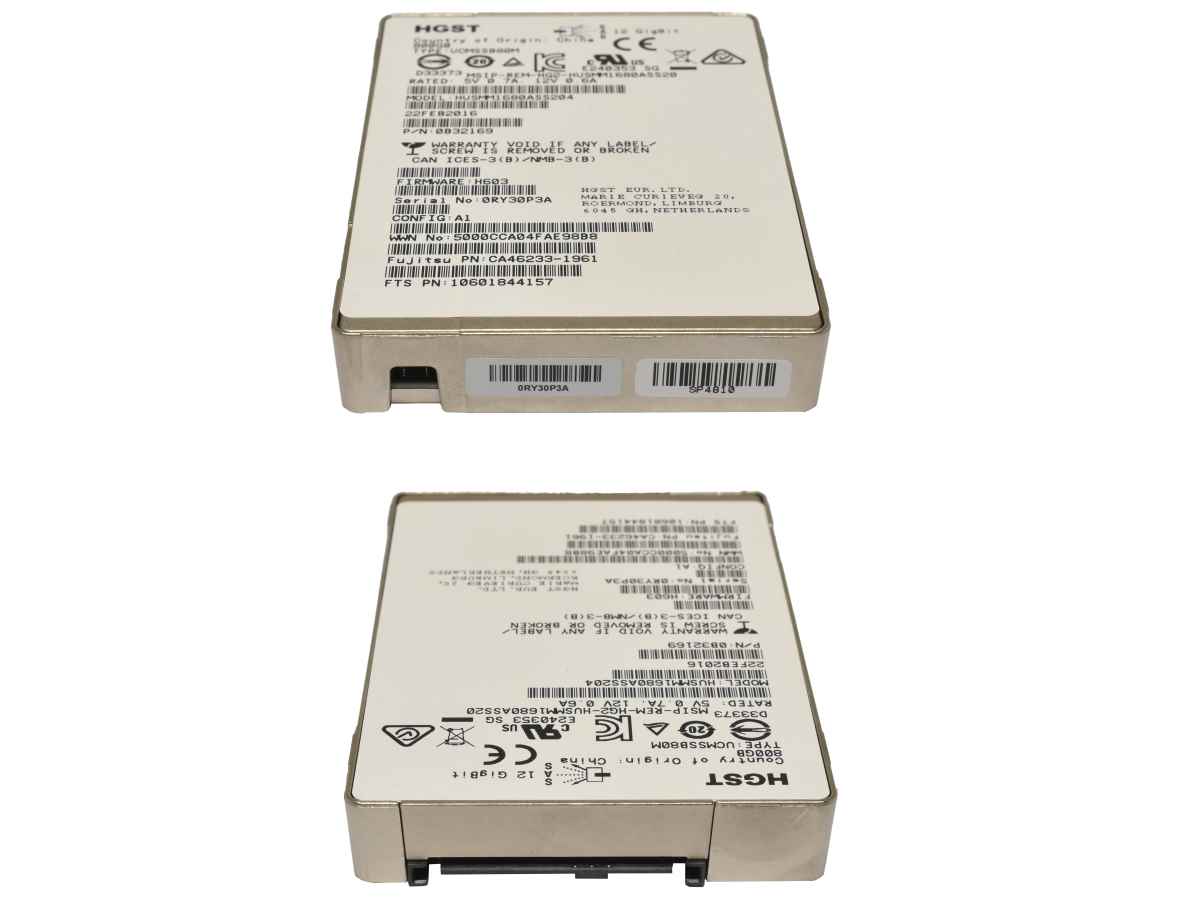 Fujitsu HGST 800GB 2.5" 12G SAS SSD HUSMM1680ASS204 0B32169 CA46233-1961