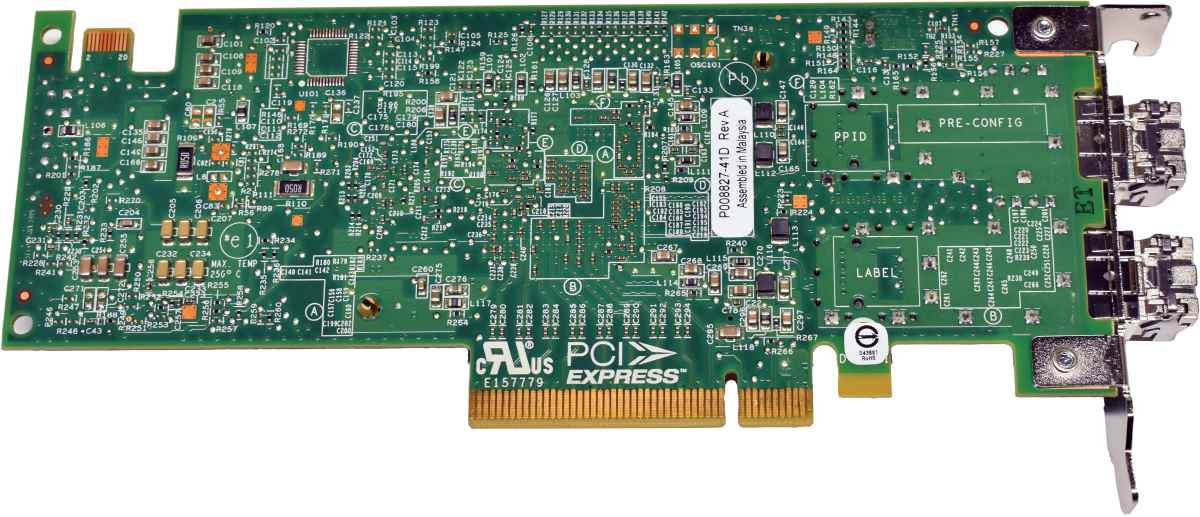 Emulex P008827 Dual-Port 10Gb/s PCIe x8 FC Host Bus Adapter P008827-41D LP Emulex P008827 Dual-Port 10Gb/s PCIe x8 FC Host Bus Adapter P008827-41D LP