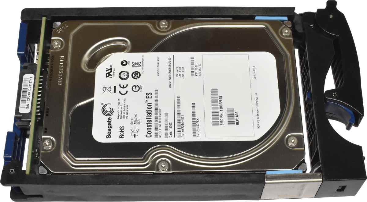 EMC Seagate 1TB 3.5" 7.2K 6G SAS HDD Festplatte ST1000NM0001 9YZ264-031 mit Rahmen