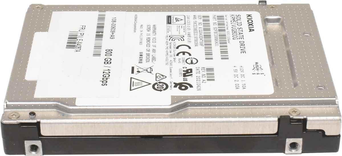 IBM Kioxia KPM51VUG800G 800GB 2.5" 12G SAS SSD 108-00609+A9 E-X4087A SDFBC06NKA01