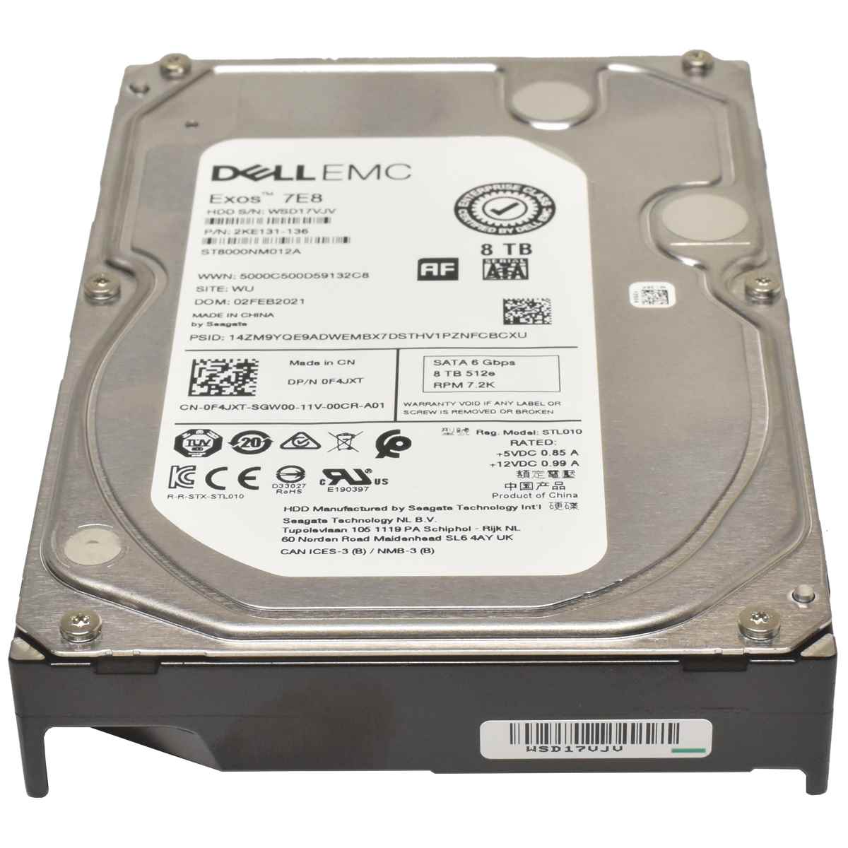 Dell EMC Exos 7E8 8TB 512e 3.5" 7,2K SATA III HDD Festplatte ST8000NM012A 0F4JXT 6G Dell EMC Exos 7E8 8TB 512e 3.5" 7,2K SATA III HDD Festplatte ST8000NM012A 0F4JXT 6G