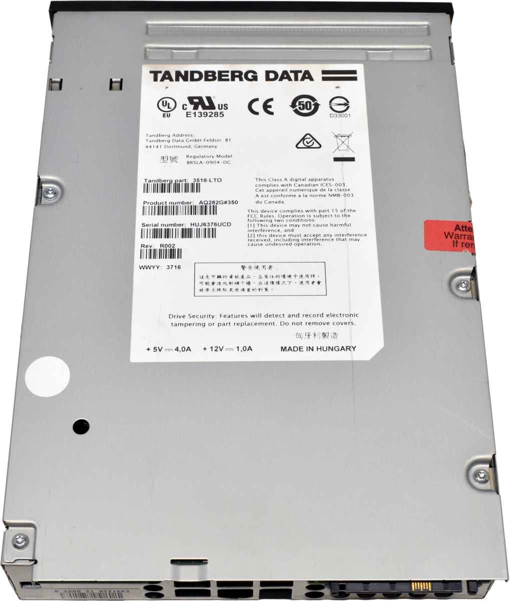Tandberg 3518-LTO AQ282G#350 LTO-5 HH SAS Standalone internal Tape Drive 1,5/3TB