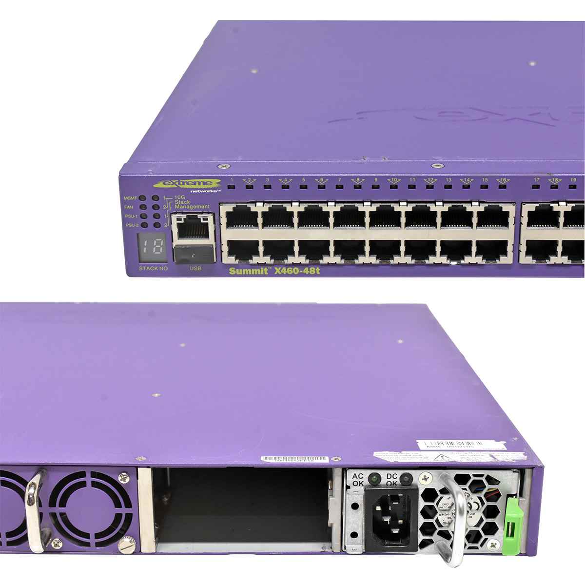 Extreme Summit X460-48t 16402 48-Port RJ-45 GE Switch 4x 1G SFP 1x PSU