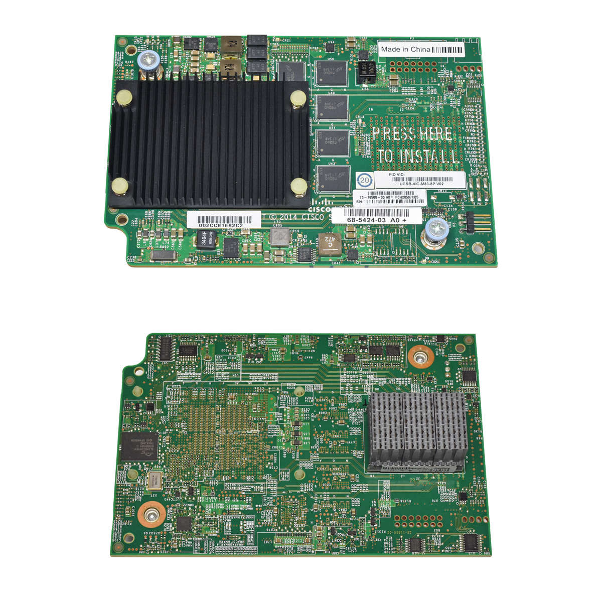 Cisco-UCS-VIC1380-UCSB-VIC-M83-8P-Dual-Port-40Gb-F-001.jpg Cisco UCS VIC1380 UCSB-VIC-M83-8P Dual-Port 40Gb FCoE Mezzanine Card 68-5424-02