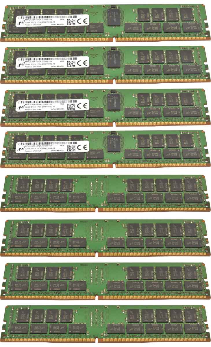 256 GB Micron 8x 32GB 2Rx4 PC4-2666V-RB2-12 Server RAM ECC DDR4 MTA36ASF4G72PZ-2G6E1
