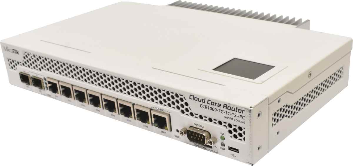 MikroTik Cloud Core Router CCR1009-7G-1C-1S+PC 7-Port 1G RJ-45 1-Port SFP+ 10G 1-Port SFP 1G ohne AC Adapter MikroTik Cloud Core Router CCR1009-7G-1C-1S+PC 7-Port 1G RJ-45 1-Port SFP+ 10G 1-Port SFP 1G ohne AC Adapter