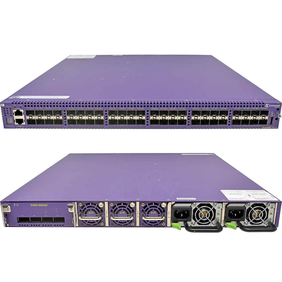 Extreme Summit X670V-48x-BF 17102 48-Port SFP+ 10GE Switch +VIM4 Module