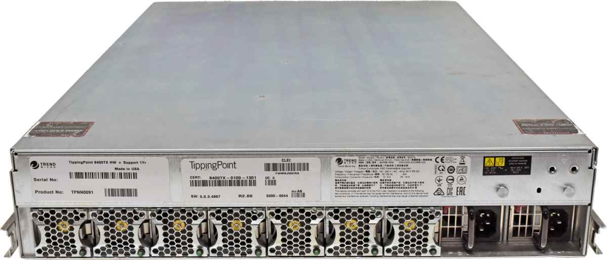 Trend Micro TippingPoint 8400TX TPNN0091 Threat Protection System 2x PSU Trend Micro TippingPoint 8400TX TPNN0091 Threat Protection System 2x PSU