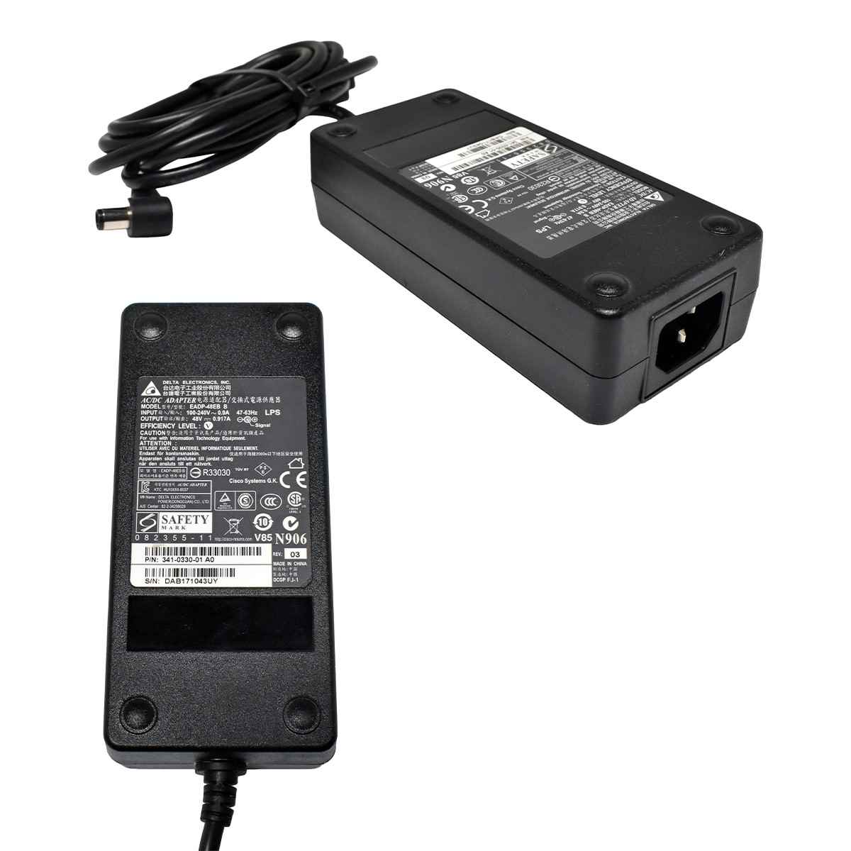 Cisco Delta EADP-48EB B 341-0330-01 48 V 0.917 A AC/DC Adapter +Power Cord Cisco Delta EADP-48EB B 341-0330-01 48 V 0.917 A AC/DC Adapter +Power Cord