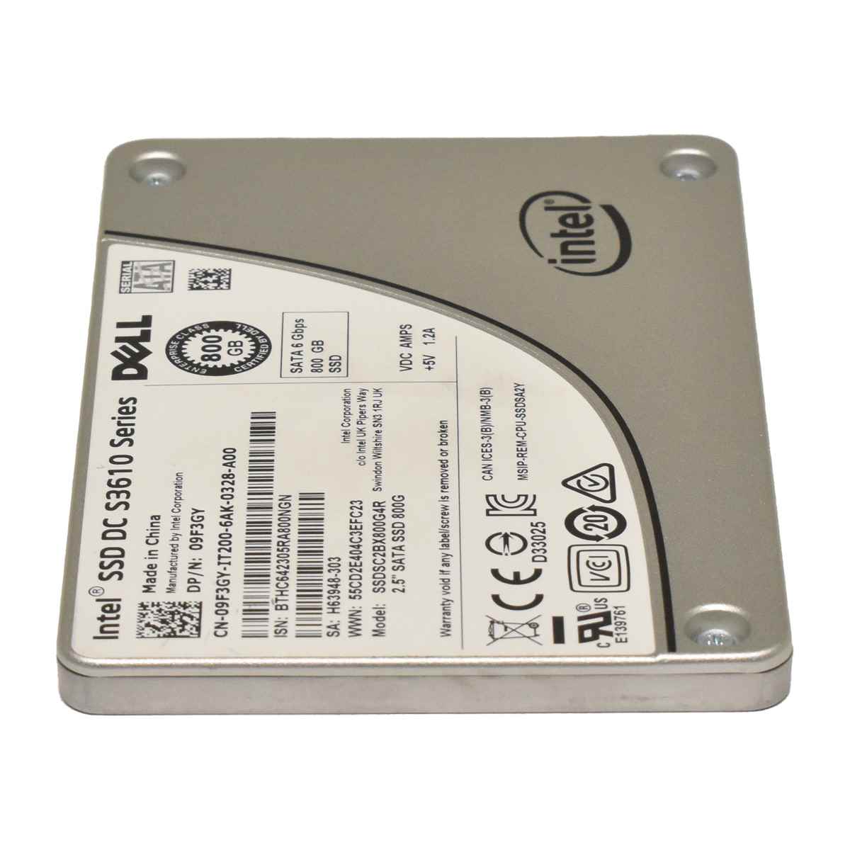 Dell Intel SSD DC S3610 Series 800GB 2.5 Zoll 6Gb SATA SSDSC2BX800G4R 09F3GY