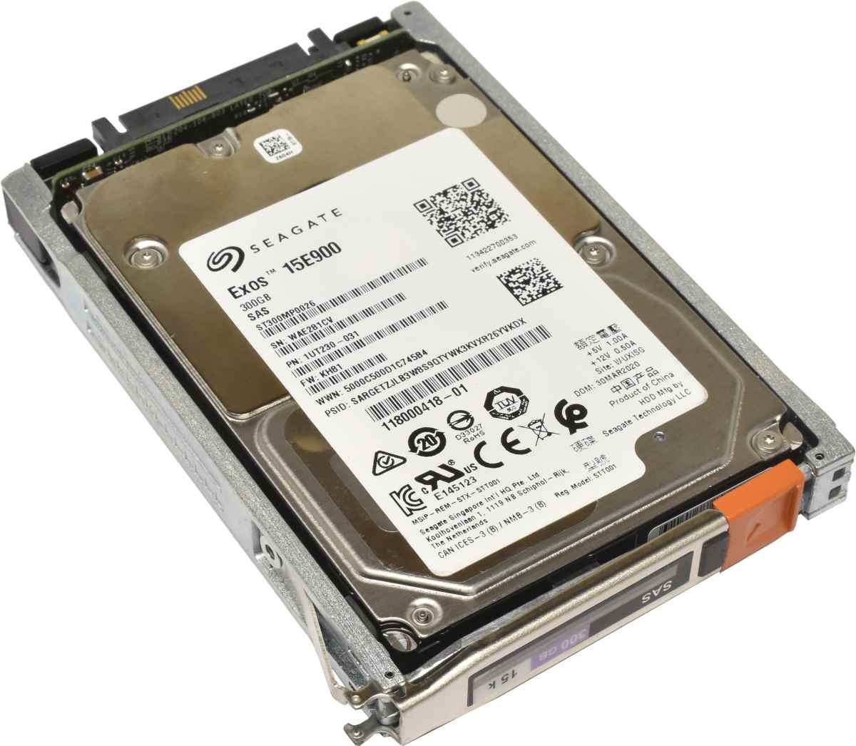 EMC Seagate Exos 15E900 300GB 2.5" 15K 12G SAS HDD Festplatte ST300MP0026 1UT230-031 mit EMC Rahmen EMC Seagate Exos 15E900 300GB 2.5" 15K 12G SAS HDD Festplatte ST300MP0026 1UT230-031 mit EMC Rahmen
