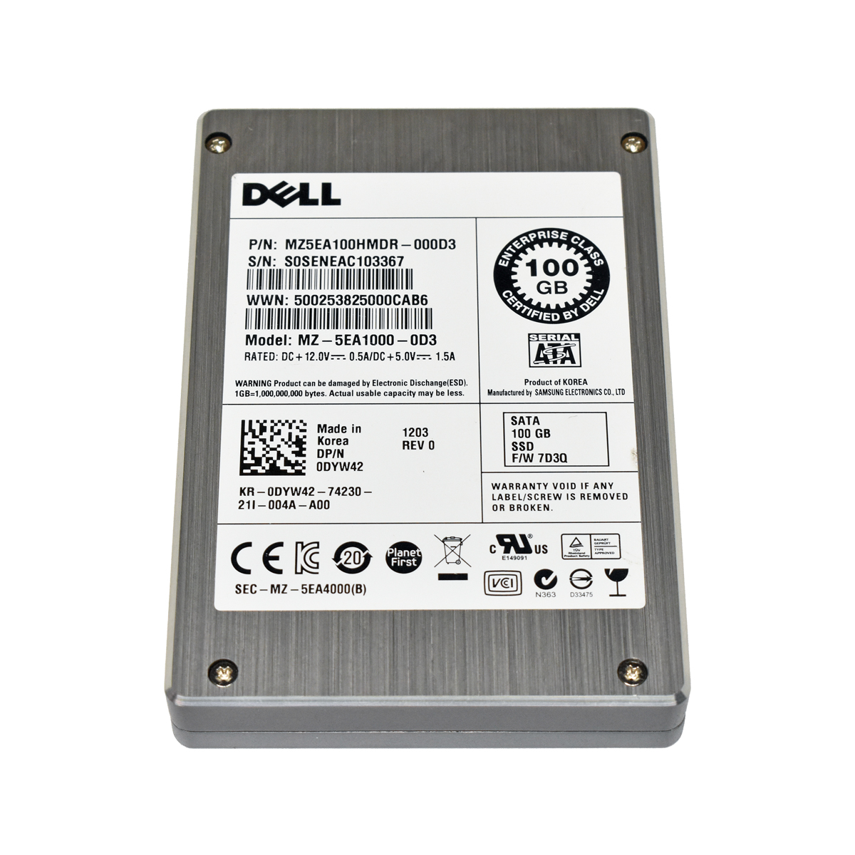 Dell 100GB 2.5" SATA SSD 0DYW42 MZ-5EA1000-0D3