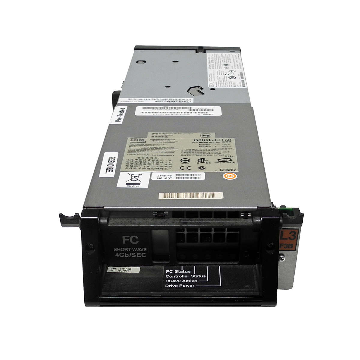 IBM-3588-F3B-TS3500-LTO-Ultrium-3-FC-Tape-Drive-Ba-003.jpg IBM 3588-F3B TS3500 LTO Ultrium 3 FC Tape Drive / Bandlaufwerk 23R5146, 23R4687