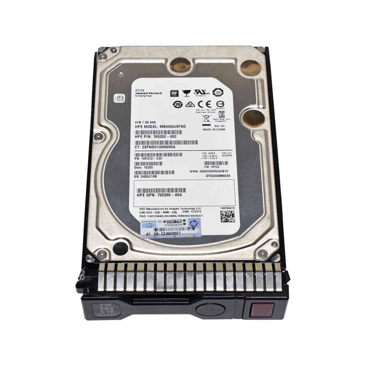 HP 6TB 3.5" 7.2K SAS 6GB/s HDD 761497-001 ST6000NM0034 HP 6TB 3.5" 7.2K SAS 6GB/s HDD 761497-001 ST6000NM0034