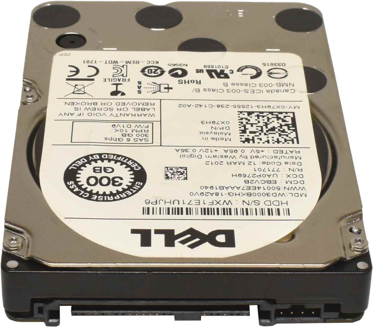 Dell 300GB 2.5" 6G 10K SAS HDD Festplatte WD3000BKHG-18A29V0 0X79H3