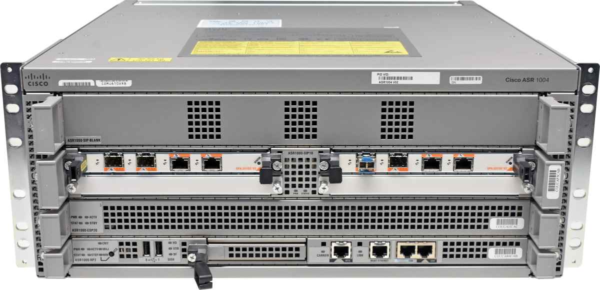 Cisco ASR1004 68-2570-06 + Modul ASR1000-RP2 ASR1000-ESP20 ASR1000-SIP10 2x SPA-2X1GE-V2 2x PSU + Mini-GBIC