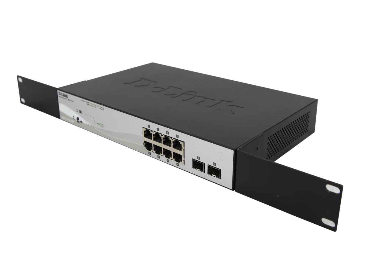 D-Link DGS-1210-10MP 8-Port PoE RJ-45 GE Switch 2x SFP Front panel damaged