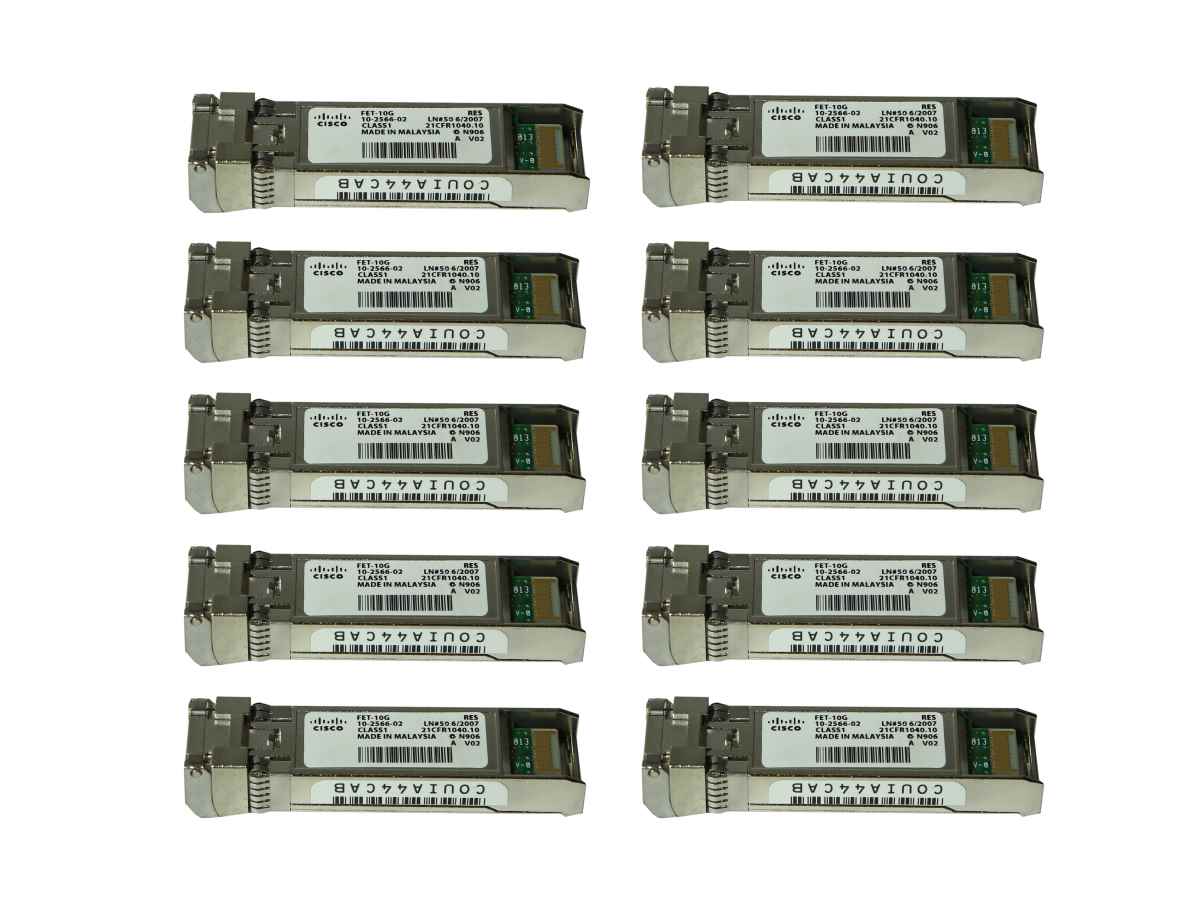 10x Cisco original FET-10G SFP+ 10Gb Transceivers 10-2566-02 COUIA44CAB