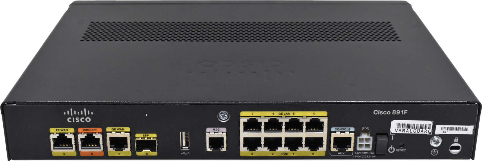 Cisco C891F-K9 8-Port RJ-45 GE 4x PoE integrated Services Router +SFP +WAN +ISDN no PSU