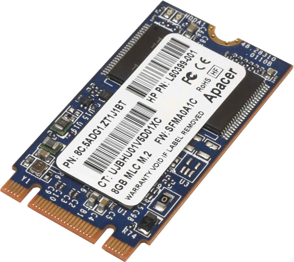 Apacer HP 8GB MLC M.2 SATA 6Gb/s Solid State Drive Card 8C.5ADG1.ZT1J1BT L60399-001 Apacer HP 8GB MLC M.2 SATA 6Gb/s Solid State Drive Card 8C.5ADG1.ZT1J1BT L60399-001
