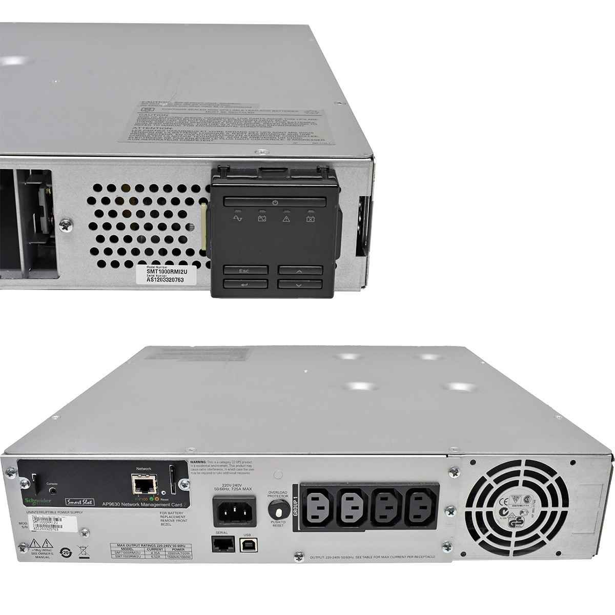 APC Smart UPS SMT1000RMI2U 1000VA 2HE USV +NIC AP9630 no Batteries no Front Bezel APC Smart UPS SMT1000RMI2U 1000VA 2HE USV +NIC AP9630 no Batteries no Front Bezel