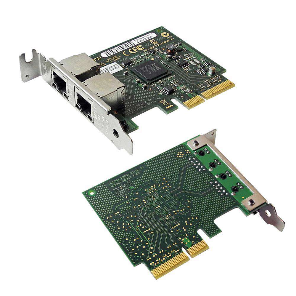 Fujitsu-Primergy-D3035-A11-GS1-Dual-Port-PCIe-x4-G-002.jpg Fujitsu Primergy D3035-A11 GS1 Dual-Port PCIe x4 Gbit Ethernet Netzwerkkarte LP