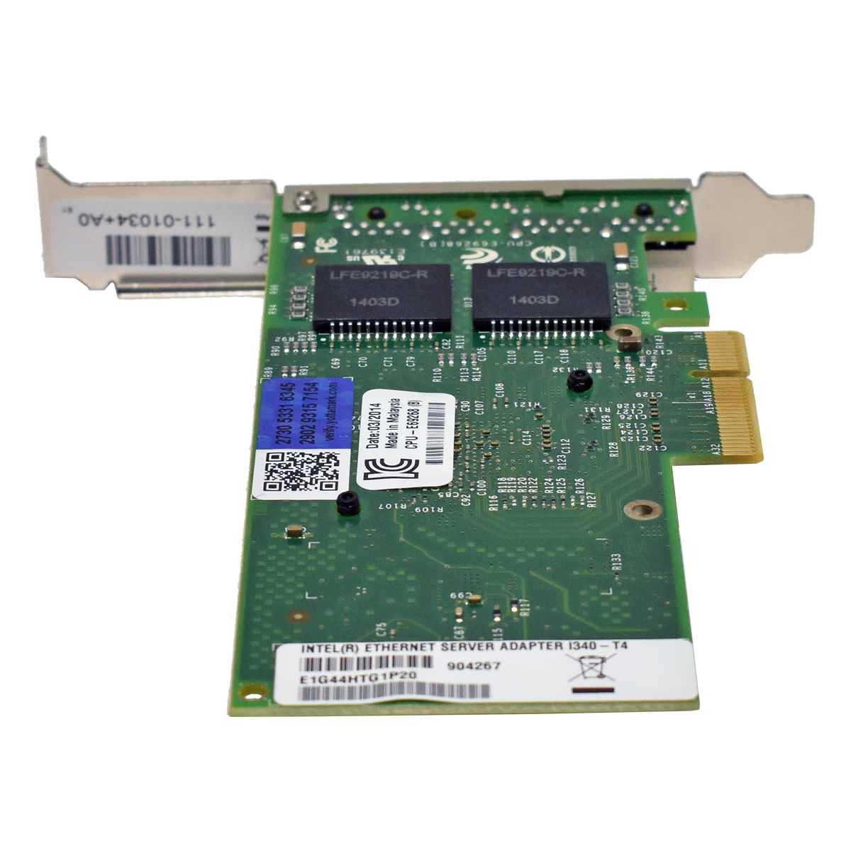 Intel I340-T4 4-Port PCIe x4 Gigabit Ethernet Netzwerkkarte E1G44HTG1P20 111-01034 FP Intel I340-T4 4-Port PCIe x4 Gigabit Ethernet Netzwerkkarte E1G44HTG1P20 111-01034 FP
