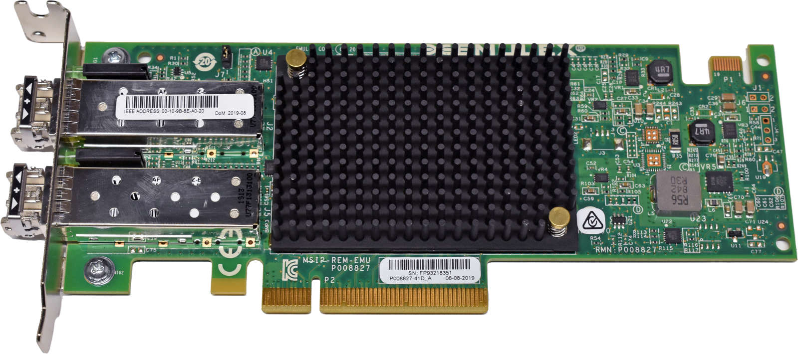 Emulex-P008827-Dual-Port-10Gb-s-PCIe-x8-FC-Host-Bu-003.jpg Emulex P008827 Dual-Port 10Gb/s PCIe x8 FC Host Bus Adapter P008827-41D LP