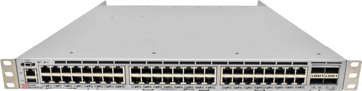 Brocade VDX 6740T-1G XBR-VDX6740T-56-1G-F 48-Port RJ-45 10GE Switch 4x 40G QSFP+ Rack Ears Brocade VDX 6740T-1G BR-VDX6740T-56-1G-F 48-Port RJ-45 10GE Switch 4x 40G QSFP+ Rack Ears