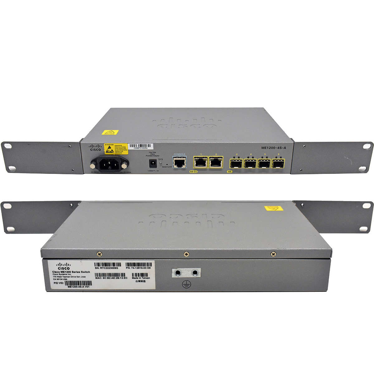 Cisco ME1200-4S-A 74-12816-03 4-Port GE SFP Access Device 2x GE RJ-45 +Rack Ears