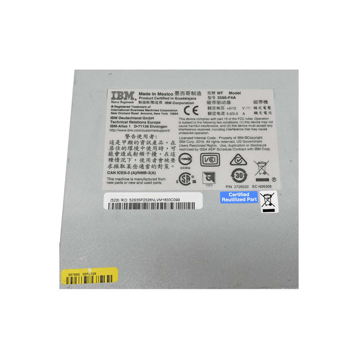 IBM-3588-F4A-LTO-Ultrium-4-FC-4Gb-sec-800GB-Fibre-003.jpg IBM 3588-F4A LTO Ultrium 4 FC 4Gb/sec 800GB Fibre Bandlaufwerk 35P2326 35P2508 95P4516 für System Storage TS3500