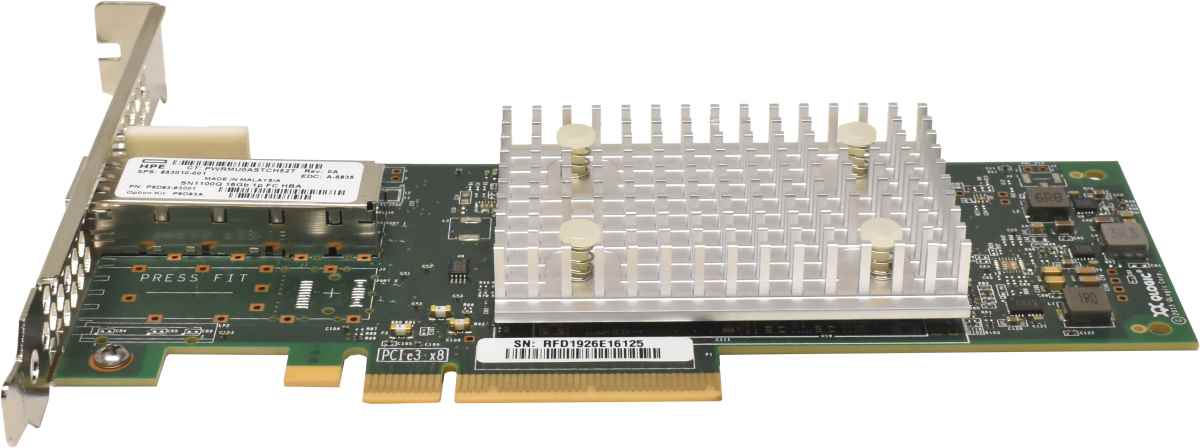 HP Enterprise StoreFabric 853010-001 SN1100Q 16Gb 1-Port PCIe3 Fibre Channel HBA FP HP Enterprise StoreFabric 853010-001 SN1100Q 16Gb 1-Port PCIe3 Fibre Channel HBA FP