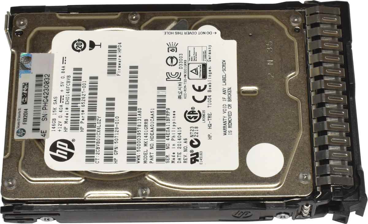 HP 146GB 2.5" 6G 10K SAS HDD Festplatte EH0146FCBVB 652625-001 507129-010 mit Rahmen