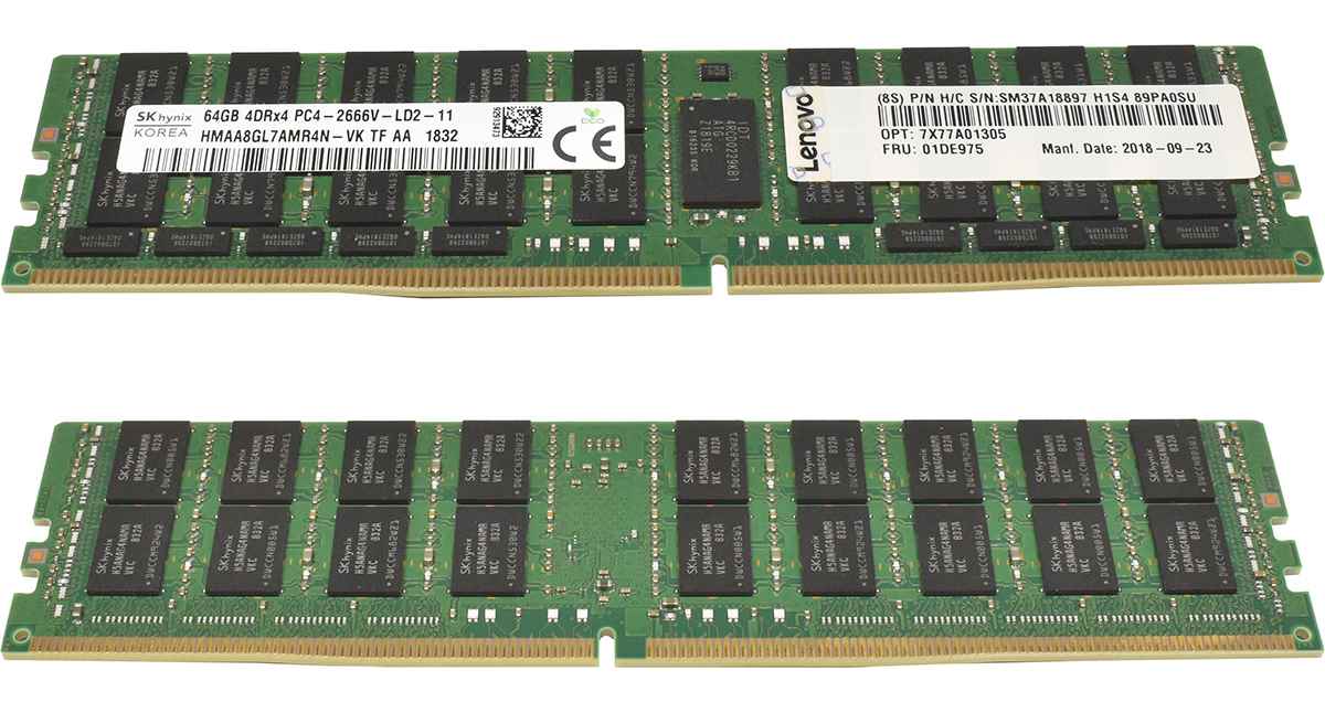 128GB Lenovo SKhynix 2x 64GB 4DRx4 PC4-2666V-L DDR4 RAM HMAA8GL7AMR4N-VK 01DE975
