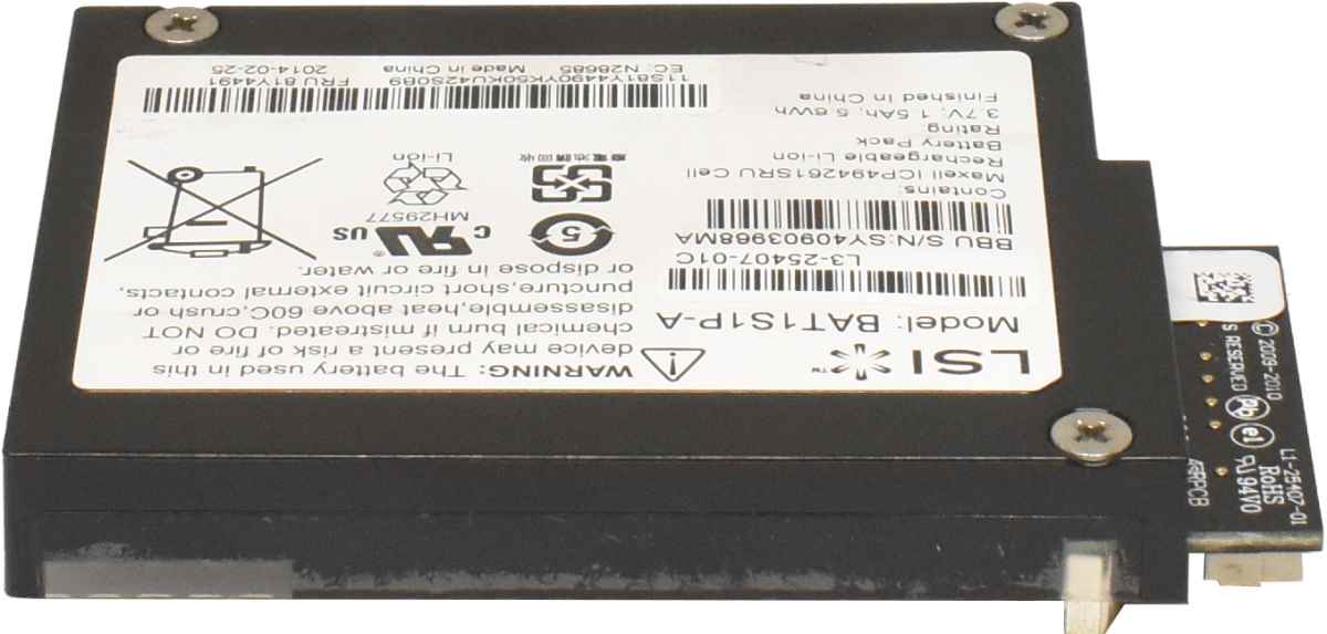 LSI BAT1S1P-A Backup Battery For MegaRAID 9260 / 9261 / 9280 L3-25407-01C LSI BAT1S1P-A Backup Battery For MegaRAID 9260 / 9261 / 9280 L3-25407-01C