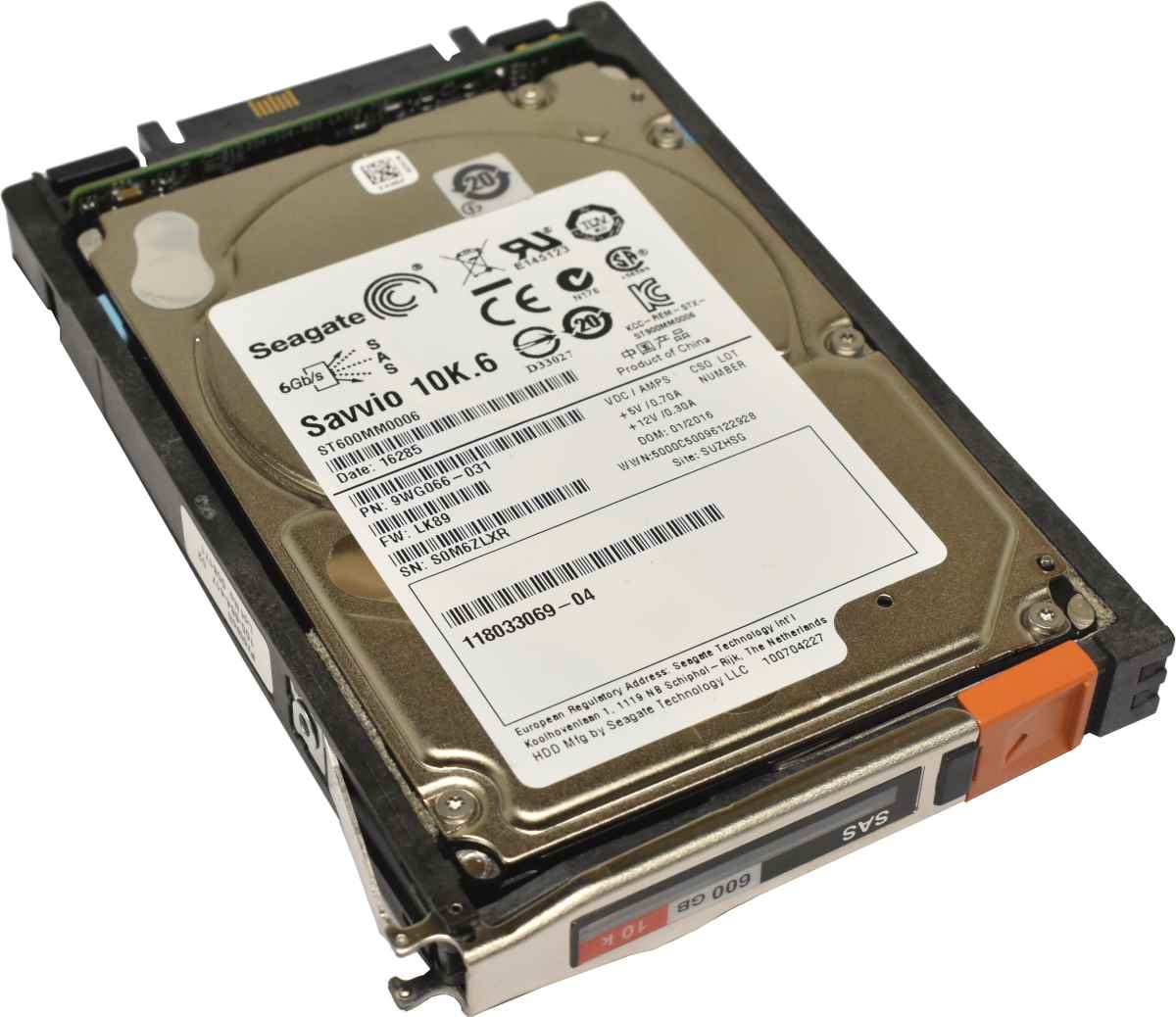 EMC Seagate 600GB 2.5" 10K 6G SAS HDD Festplatte ST600MM0006 9WG066-031 mit EMC Rahmen