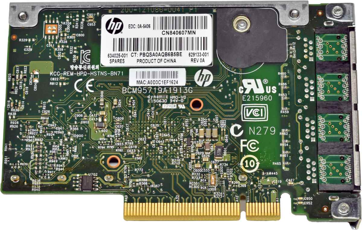 HP 331FLR 4-Port PCIe x8 Gigabit Ethernet Network Adapter 629133-001 634025-001 ohne Kühler HP 331FLR 4-Port PCIe x8 Gigabit Ethernet Network Adapter 629133-001 634025-001 ohne Kühler