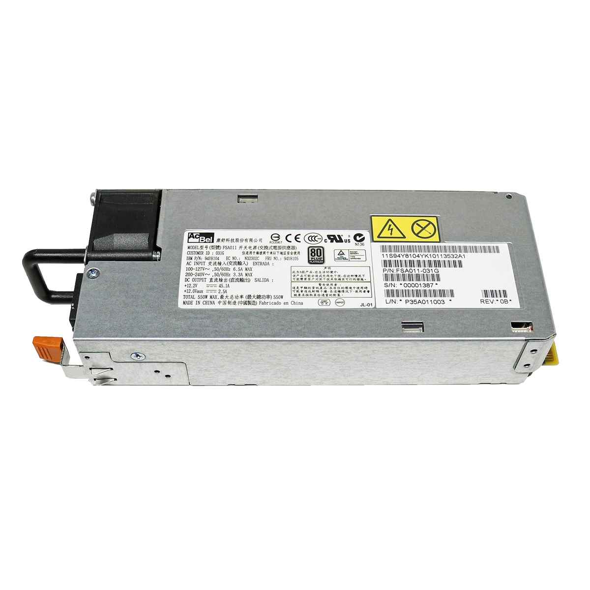 IBM FSA011-030G Power Supply/Netzteil 550W System x3500 x3550 x3650 M4 43X3312 IBM AcBel FSA011 Power Supply/Netzteil 550W System x3300/3500/3650 M4 94Y8105