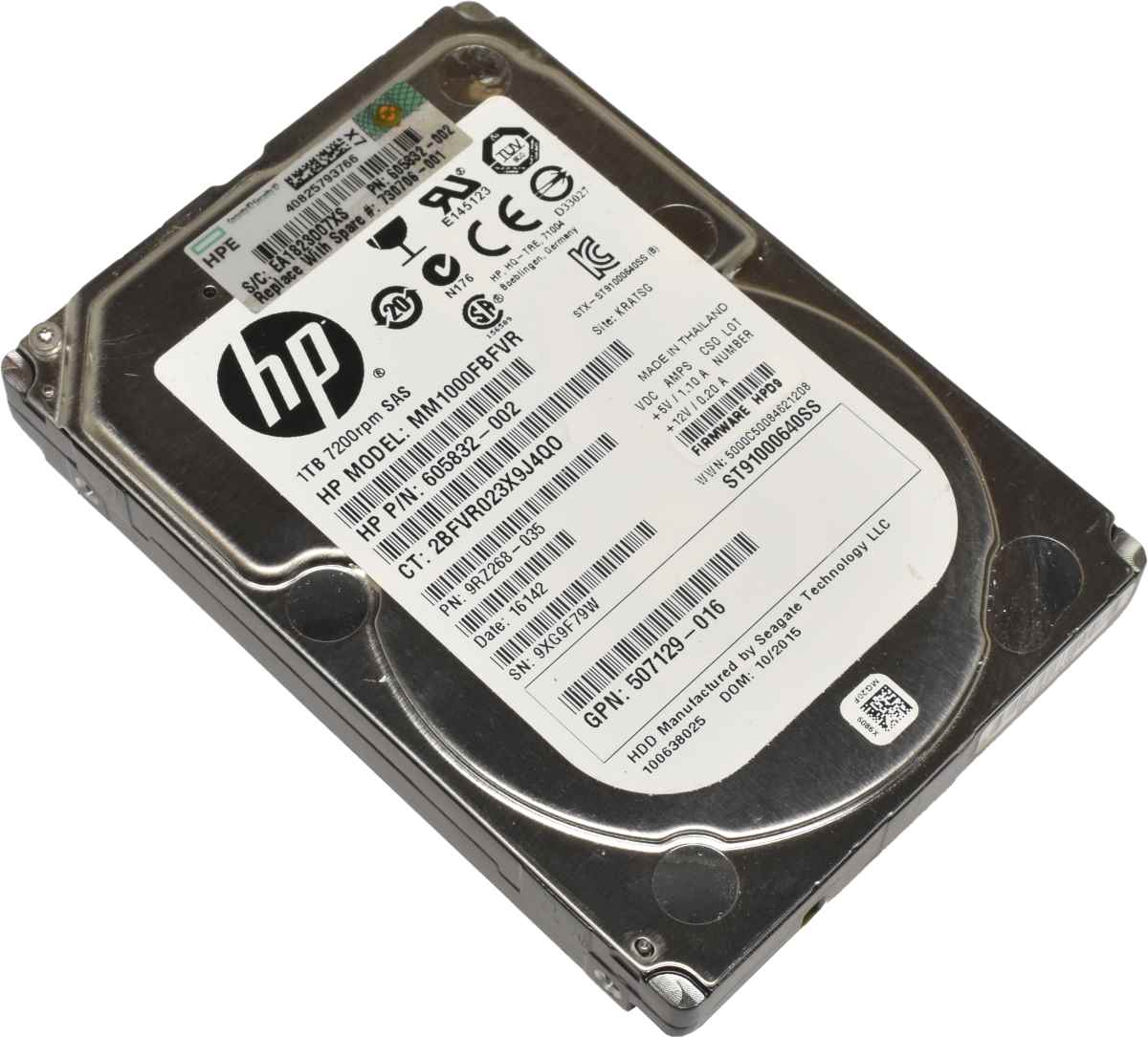 HP 1TB 2.5" 7.2K 6G SAS HDD HotSwap Festplatte MM1000FBFVR 605832-002 HP 1TB 2.5" 7.2K 6G SAS HDD HotSwap Festplatte MM1000FBFVR 605832-002