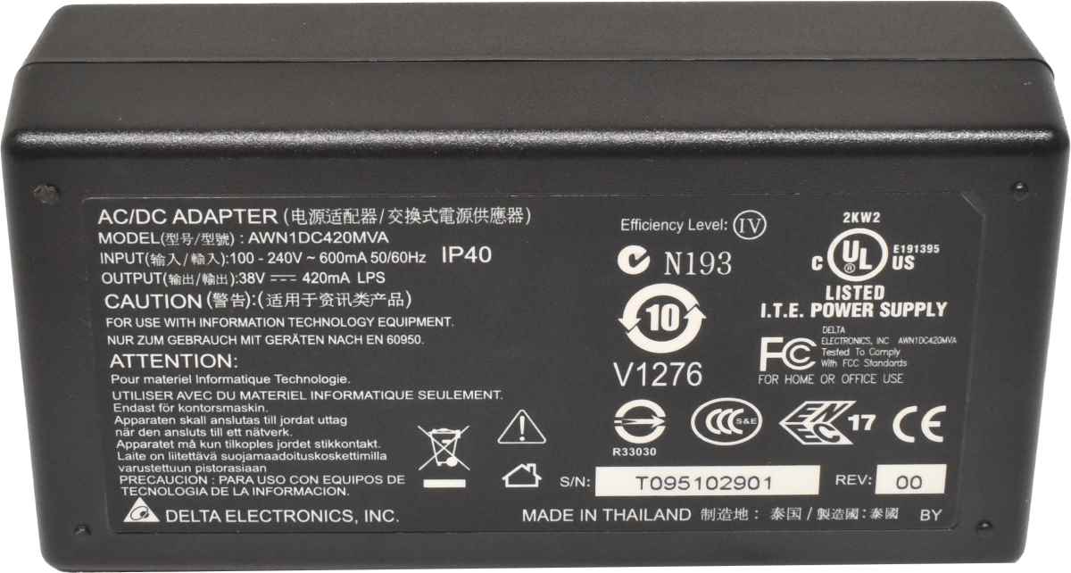 Delta Electronics Netzeil AWN1DC420MVA For Siemens Unify Optipoint 38V, 0.42A Delta Electronics Netzeil AWN1DC420MVA For Siemens Unify Optipoint 38V, 0.42A
