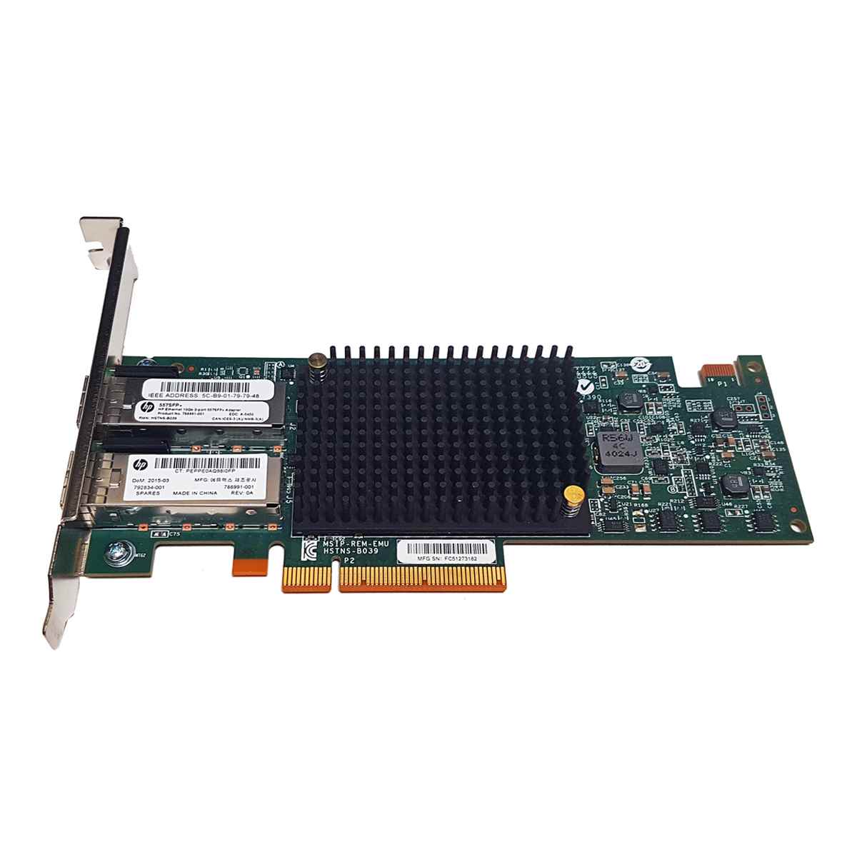 HP 557SFP+ Dual-Port 10GbE PCI-E x8 Server Adapter 788991-001 792834-001 FP HP 557SFP+ Dual-Port 10GbE PCIe x8 Server Adapter 788991-001 792834-001 FP + 2x GBIC