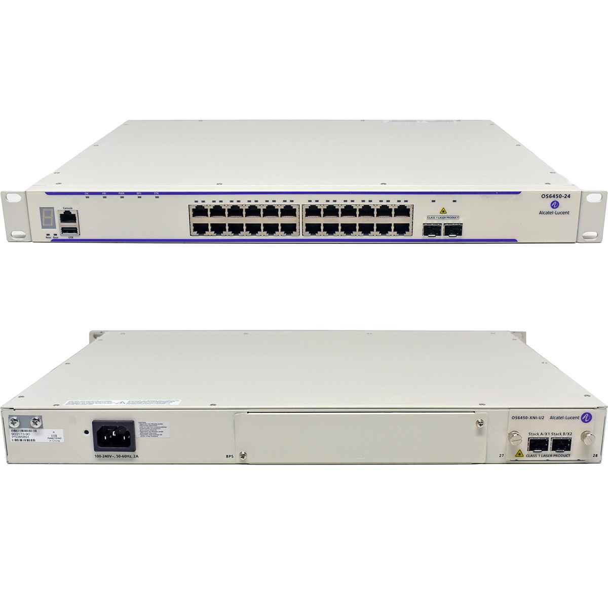 Alcatel-Lucent OS6450-P24 903173-90 24-Port PoE RJ-45 GE Switch 2xSFP+ 10G Modul OS6450-XNI-U2 +Rack Ears
