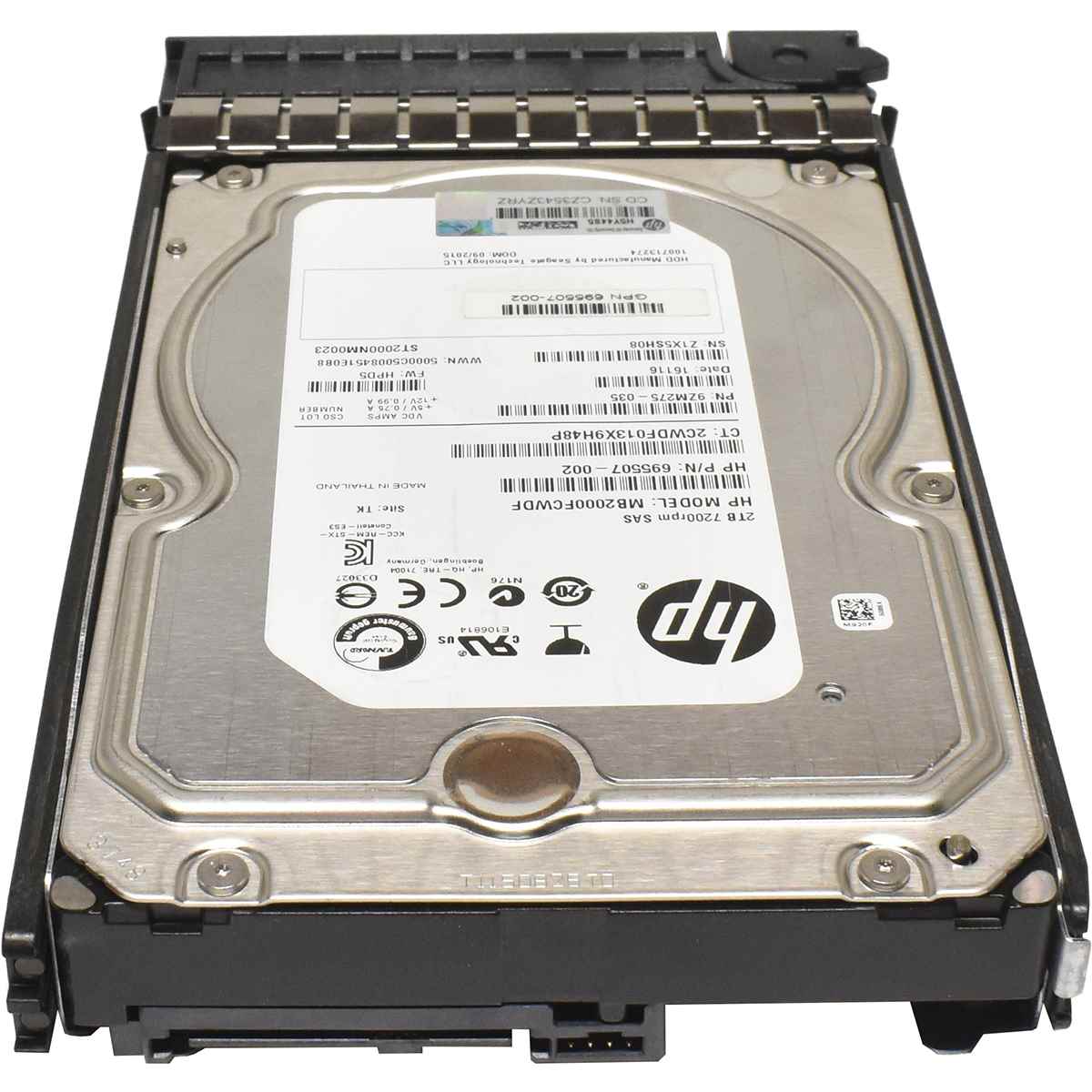 HP 2TB 3.5" 6G 7.2K SAS HDD Festplatte MB2000FCWDF 743403-001 695507-002 mit Rahmen