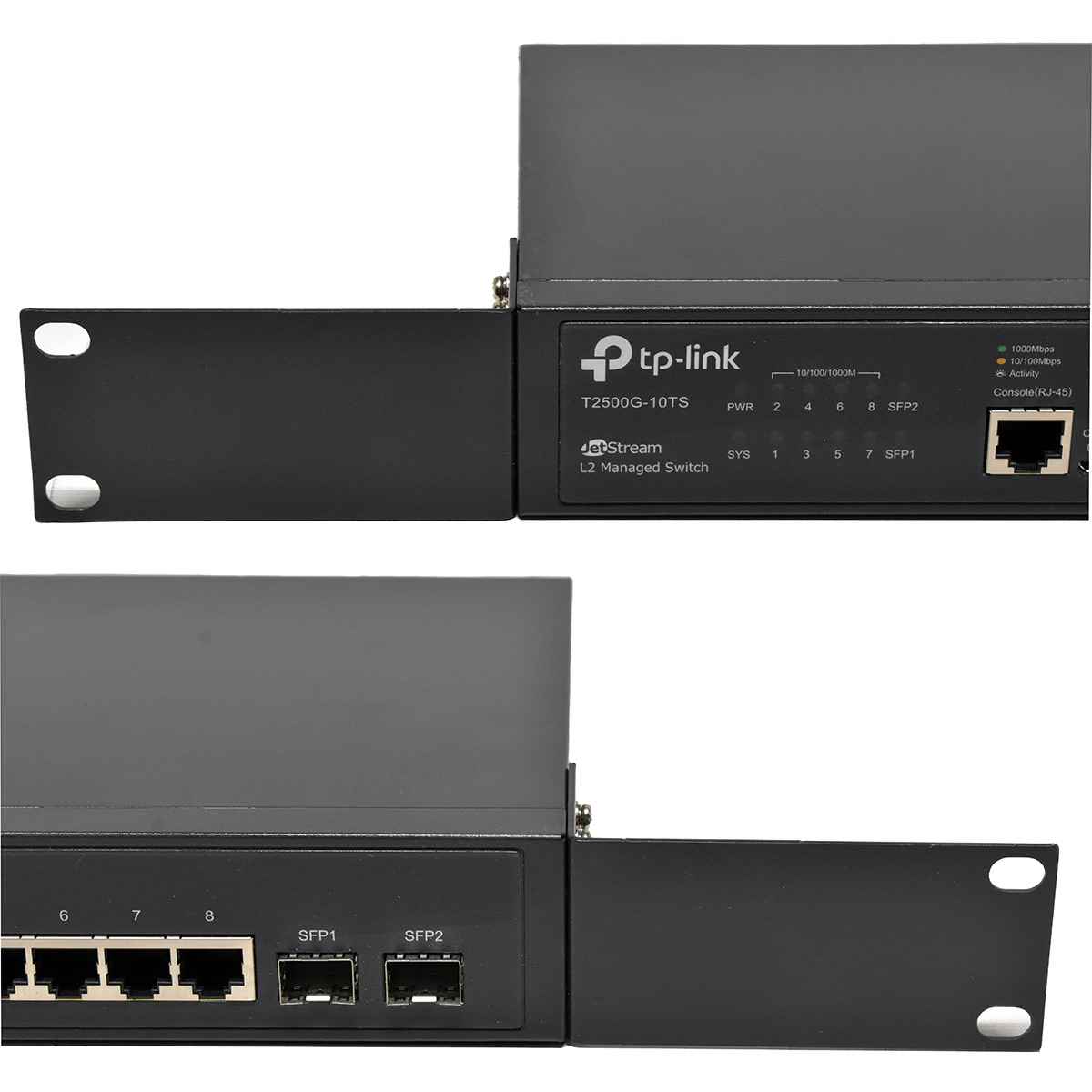 TP-Link T2500G-10TS (TL-SG3210) JetStream 8-Port RJ-45 GE L2 Managed Switch 2x SFP Rack Ears TP-Link T2500G-10TS (TL-SG3210) JetStream 8-Port RJ-45 GE L2 Managed Switch 2x SFP Rack Ears