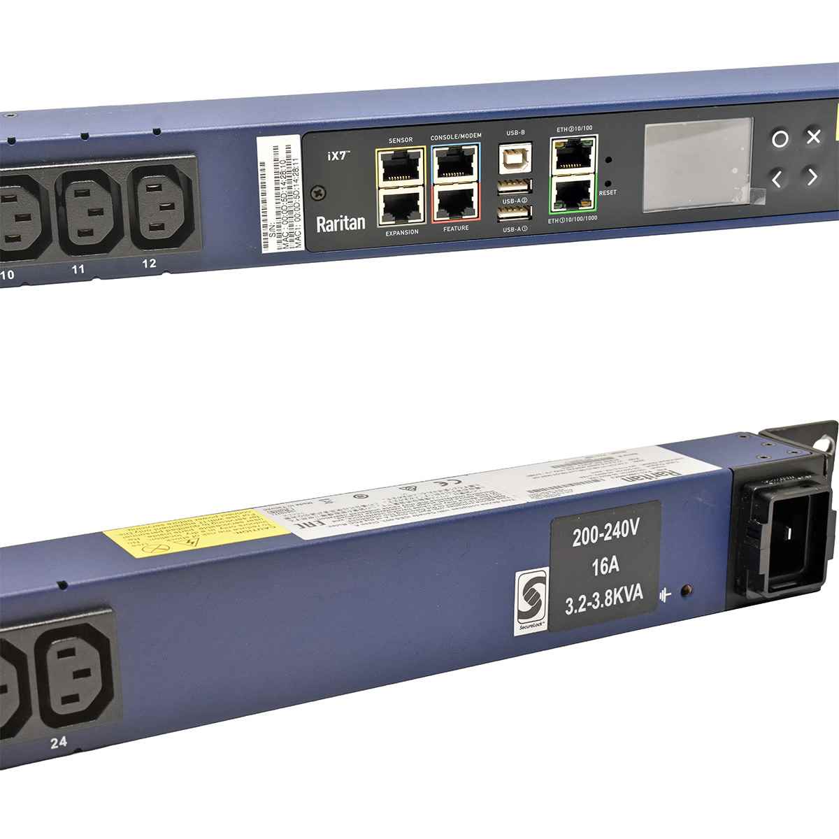 Raritan PX3-1486-M5K2 Power Distribution Unit PDU 3.8kVA 16A 24x C13 +Rack Ears